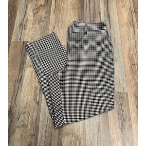 Nicole Miller Houndstooth Pants Women's‎ M Pull On Stretch Trousers Black Brown